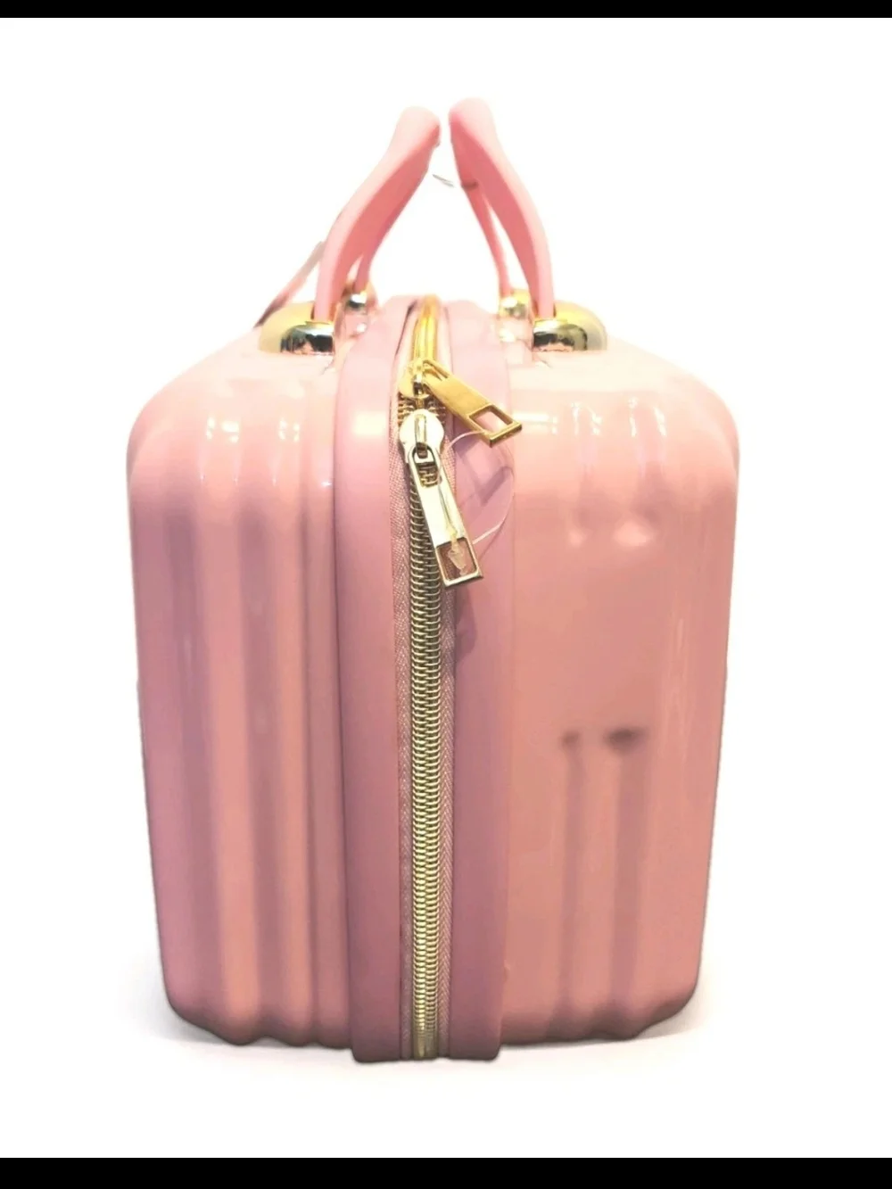 Compact Pink Hard-Shell Cosmetic Case with Handle Beauty Organizer